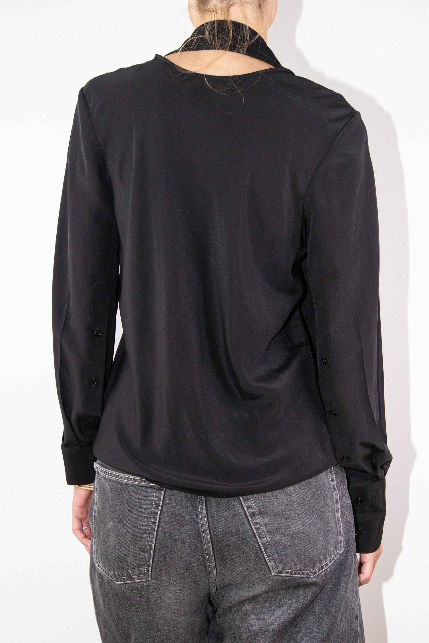Helmut Lang "Scarf Blouse" Bluse mit Schal in Schwarz