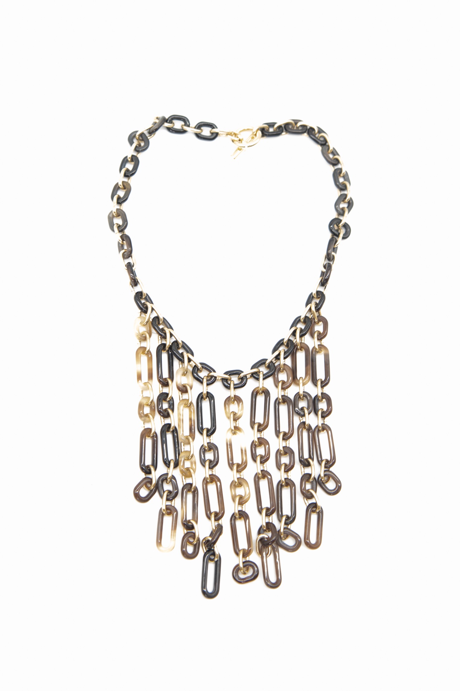 Hermès "Resille Collar" Halskette in Dunkelbraun, Beige und Gold