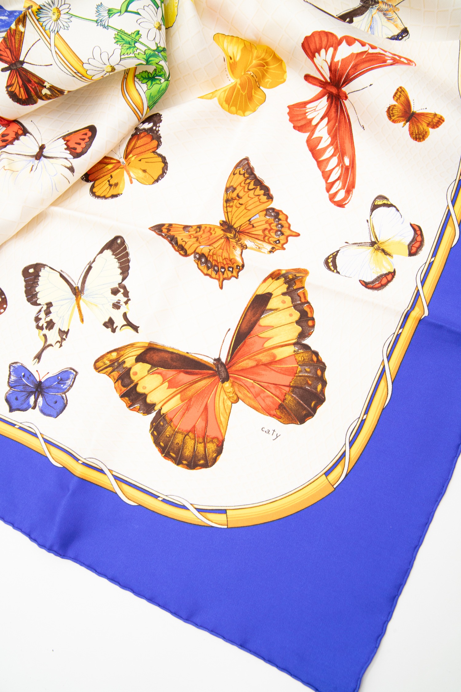 Hermès "Farandole" Seidentuch in Blau und Bunt