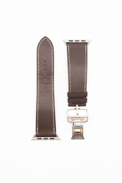 Hermès Armband für Apple Watch in Dunkelbraun und Silber