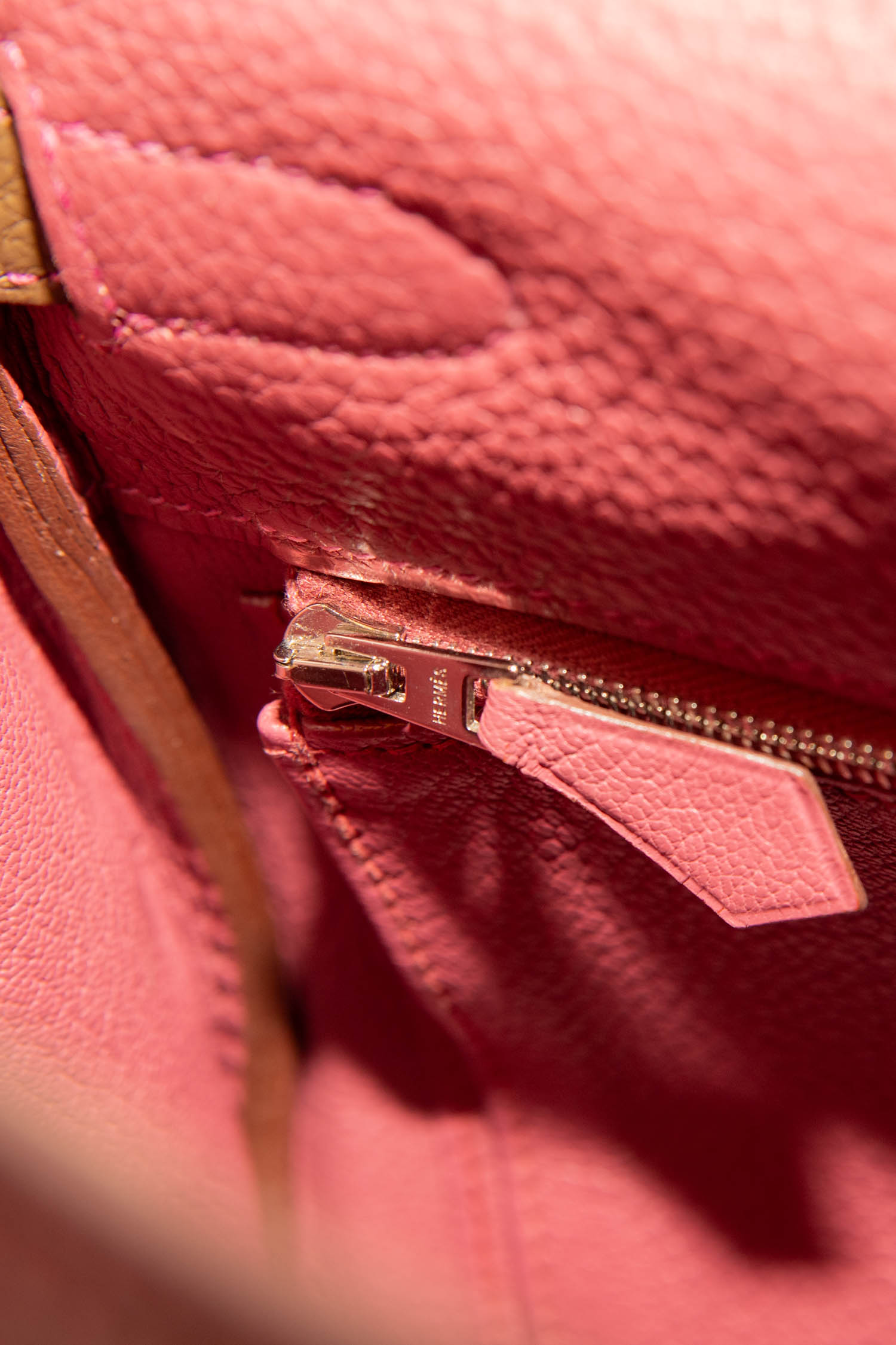 Hermès "Kelly" 35 Clémence Palladium Tasche Bicolore in Tosca/Etain