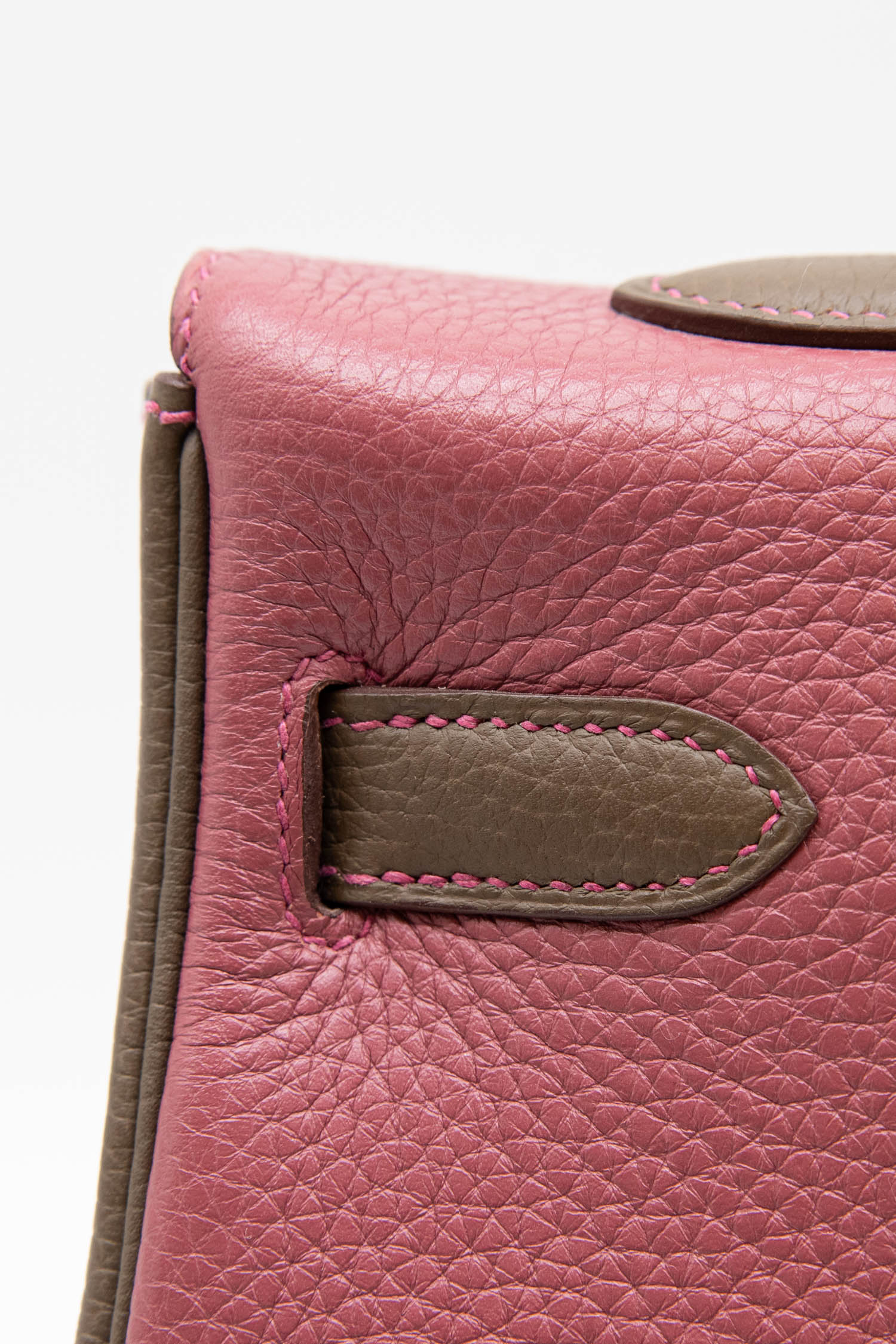 Hermès "Kelly" 35 Clémence Palladium Tasche Bicolore in Tosca/Etain