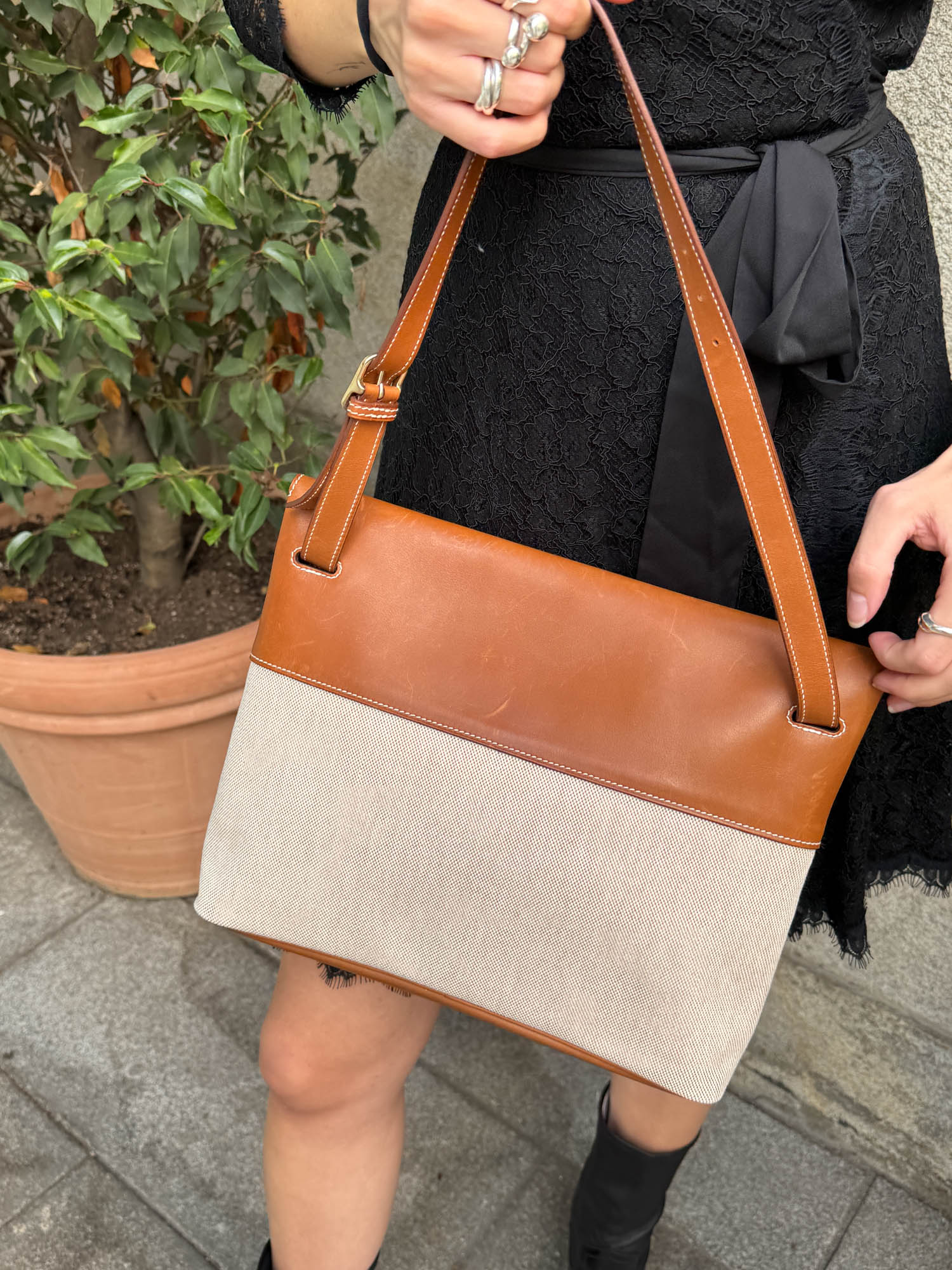Hermès "Sac Sillage" Schultertasche in Cognacbraun