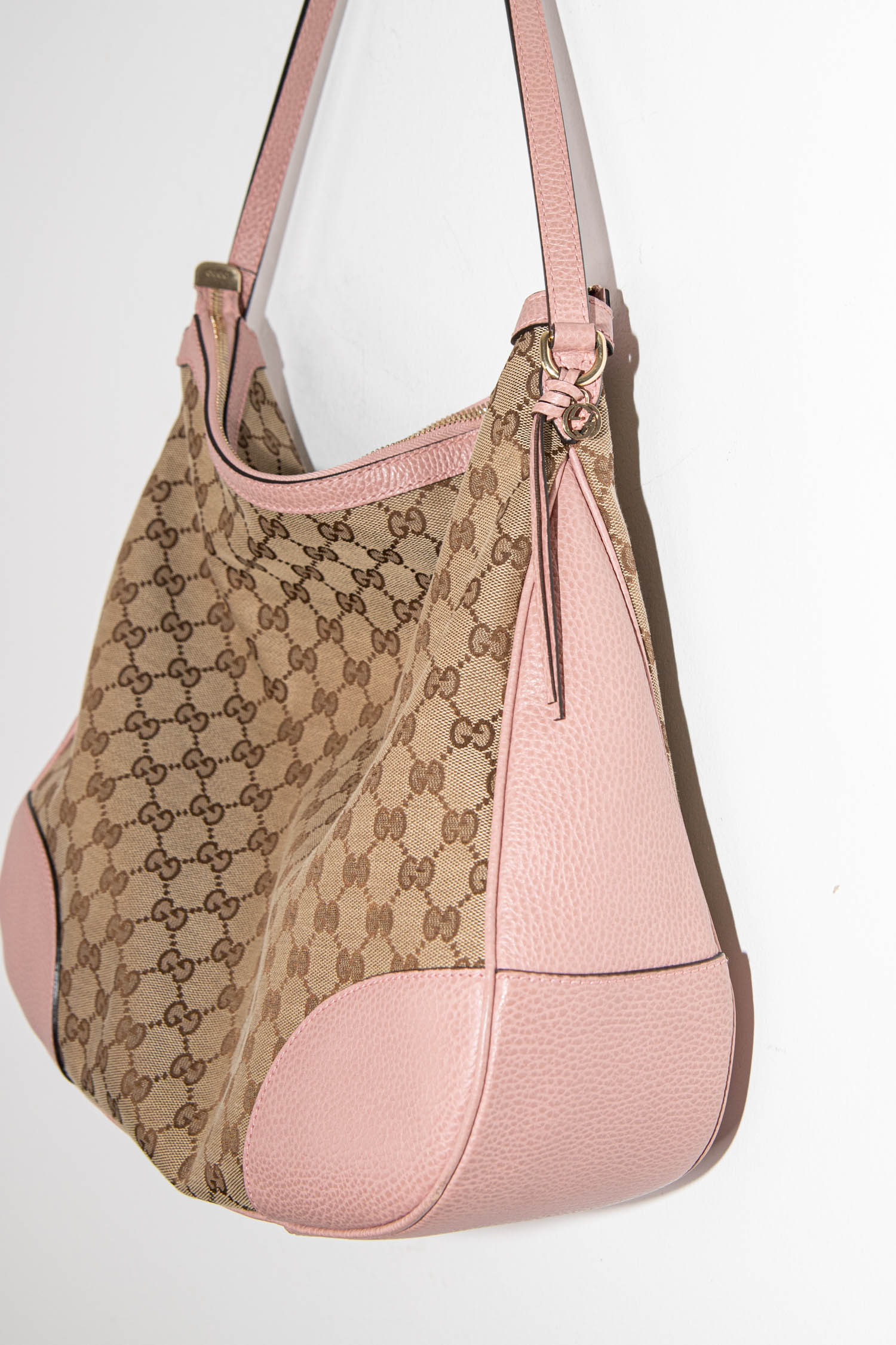 Gucci "Bree" Schultertasche mit GG-Monogram in Rosa und Braun