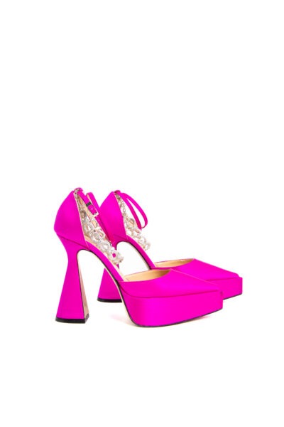 Mach & Mach Satinpumps mit Plateau in Pink