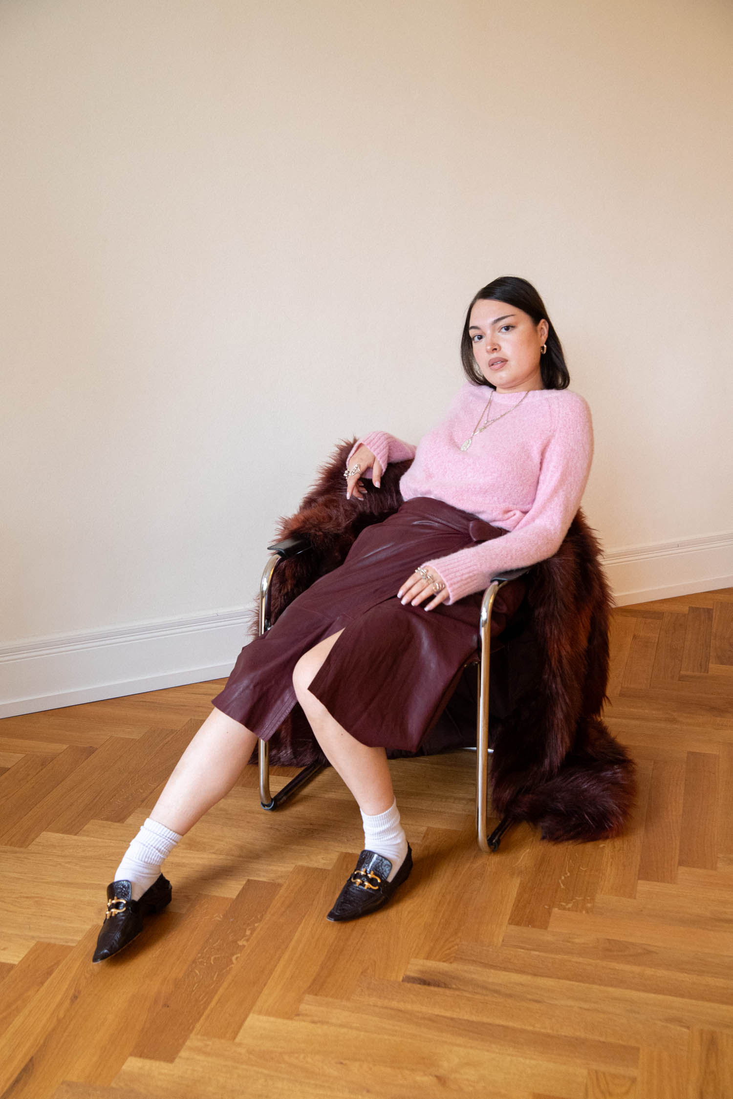 Stella McCartney Mantel aus Kunstfell in Rotbraun
