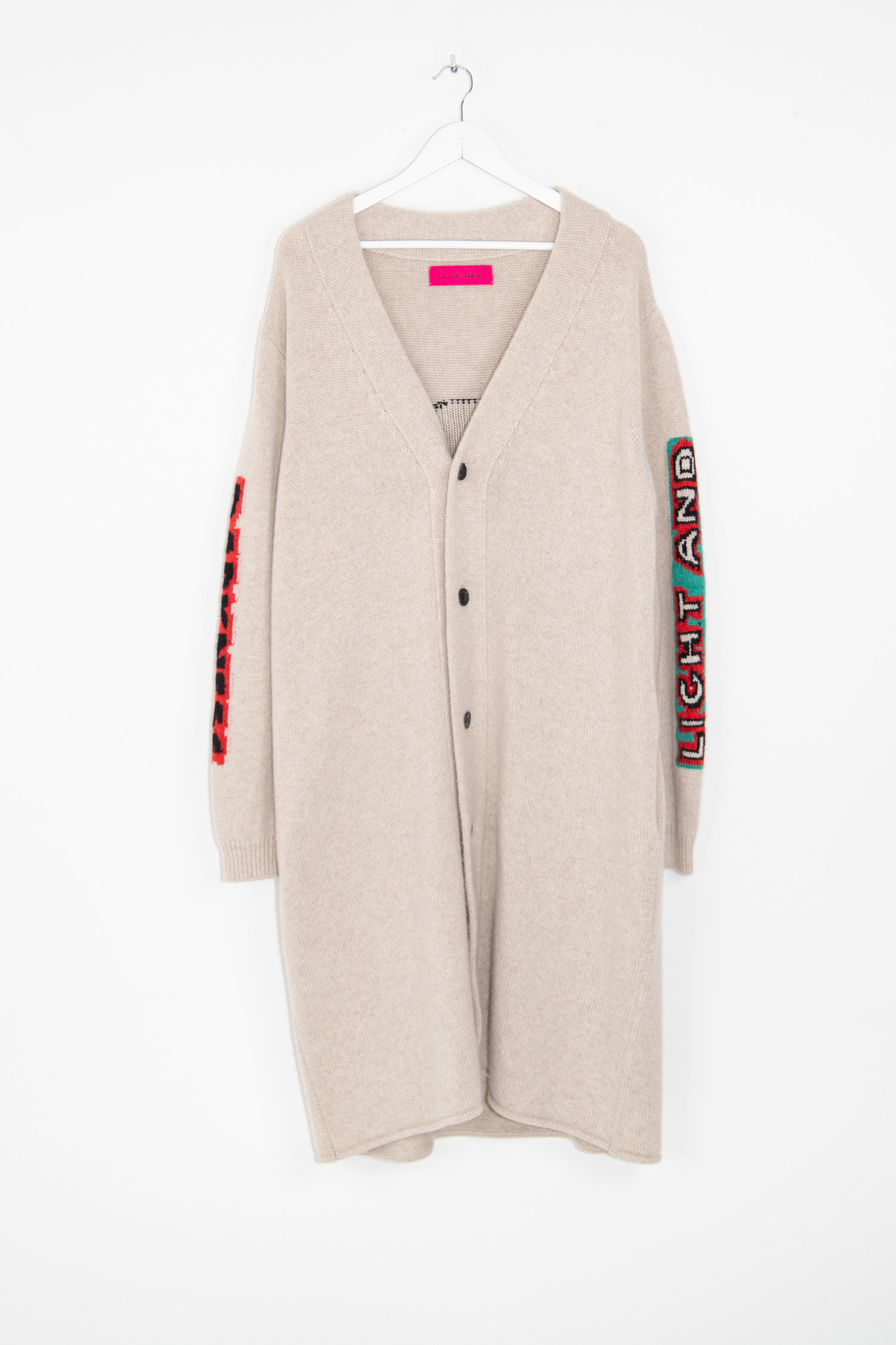 The Elder Statesman Strickjacke mit Schriftzug in Beige