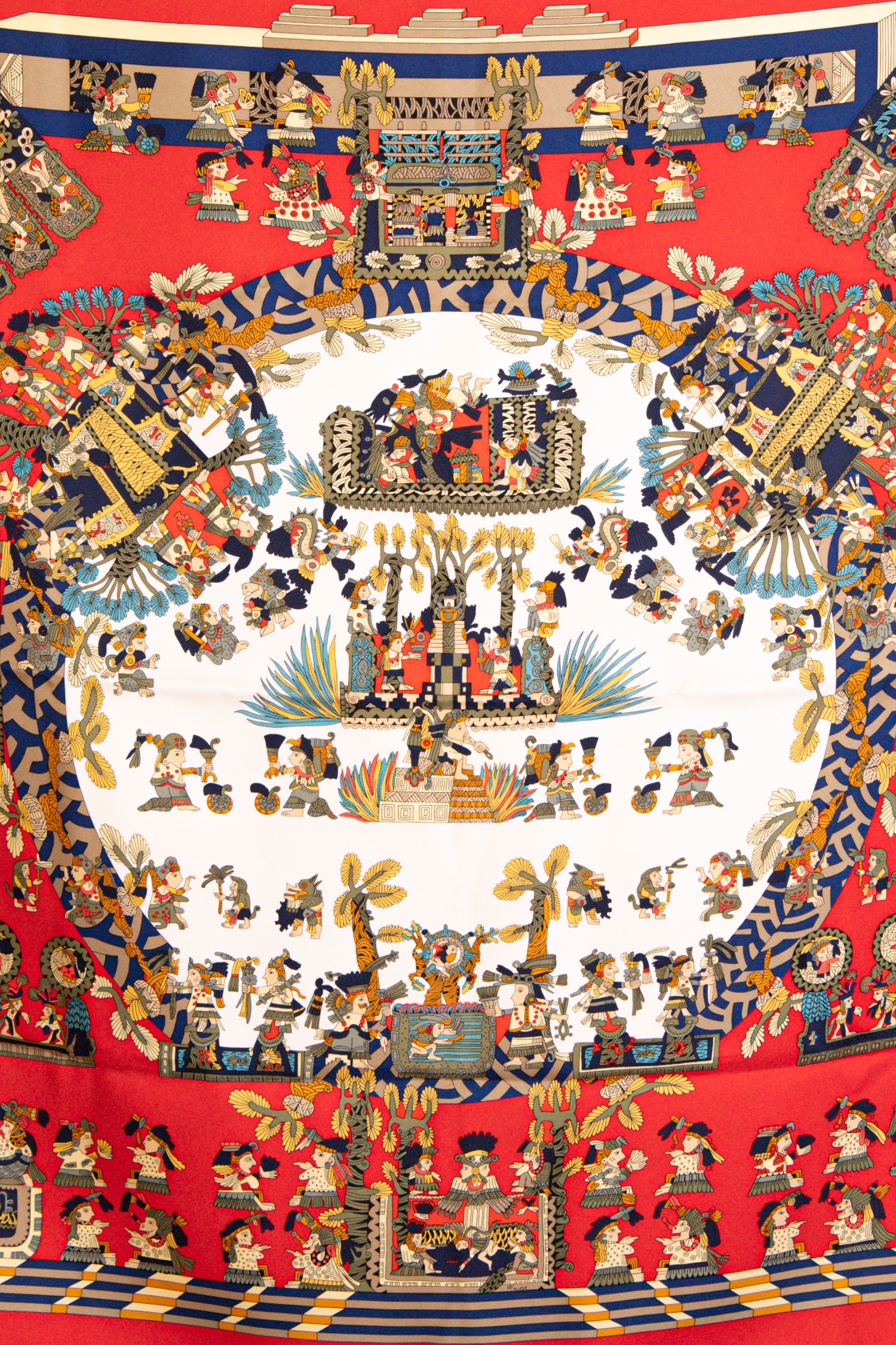 Hermès "Astres et Soleils" Seidentuch in Rot und Blau