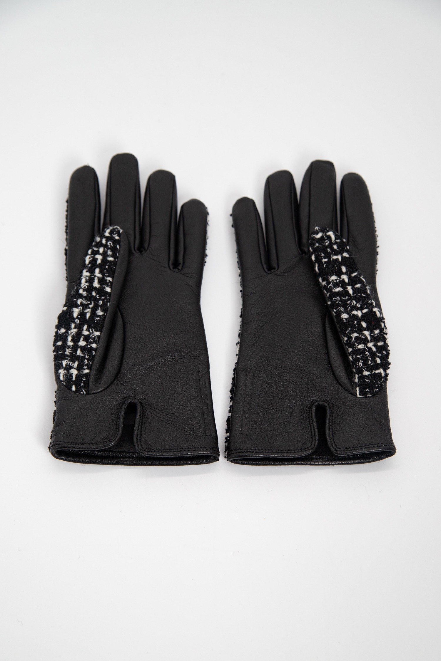 Saint Laurent Tweed Handschuhe Schwarz und Weiß