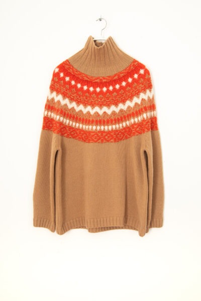 Iris von Arnim Rollkragenpullover in Hellbraun und Orange