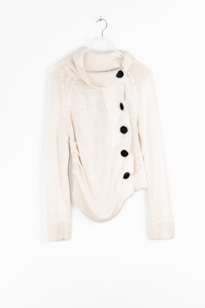 Khaite "Lorrai" Strickjacke aus Seide in Ecru und Schwarz