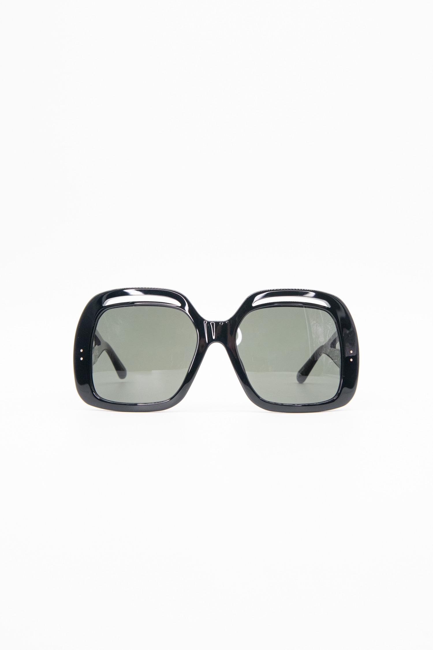 Linda Farrow "Renata" Sonnenbrille in Schwarz und Gold