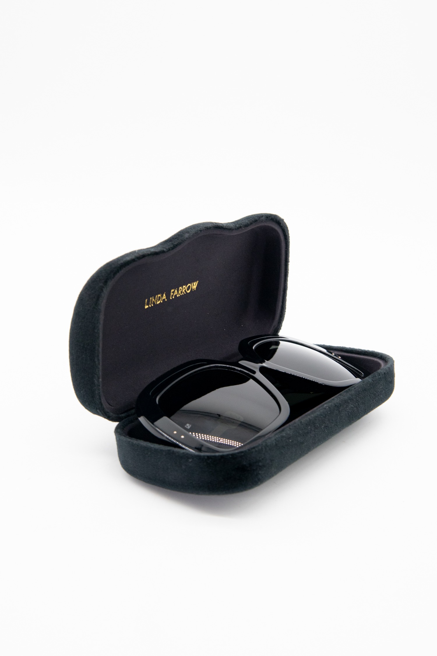 Linda Farrow "Renata" Sonnenbrille in Schwarz und Gold
