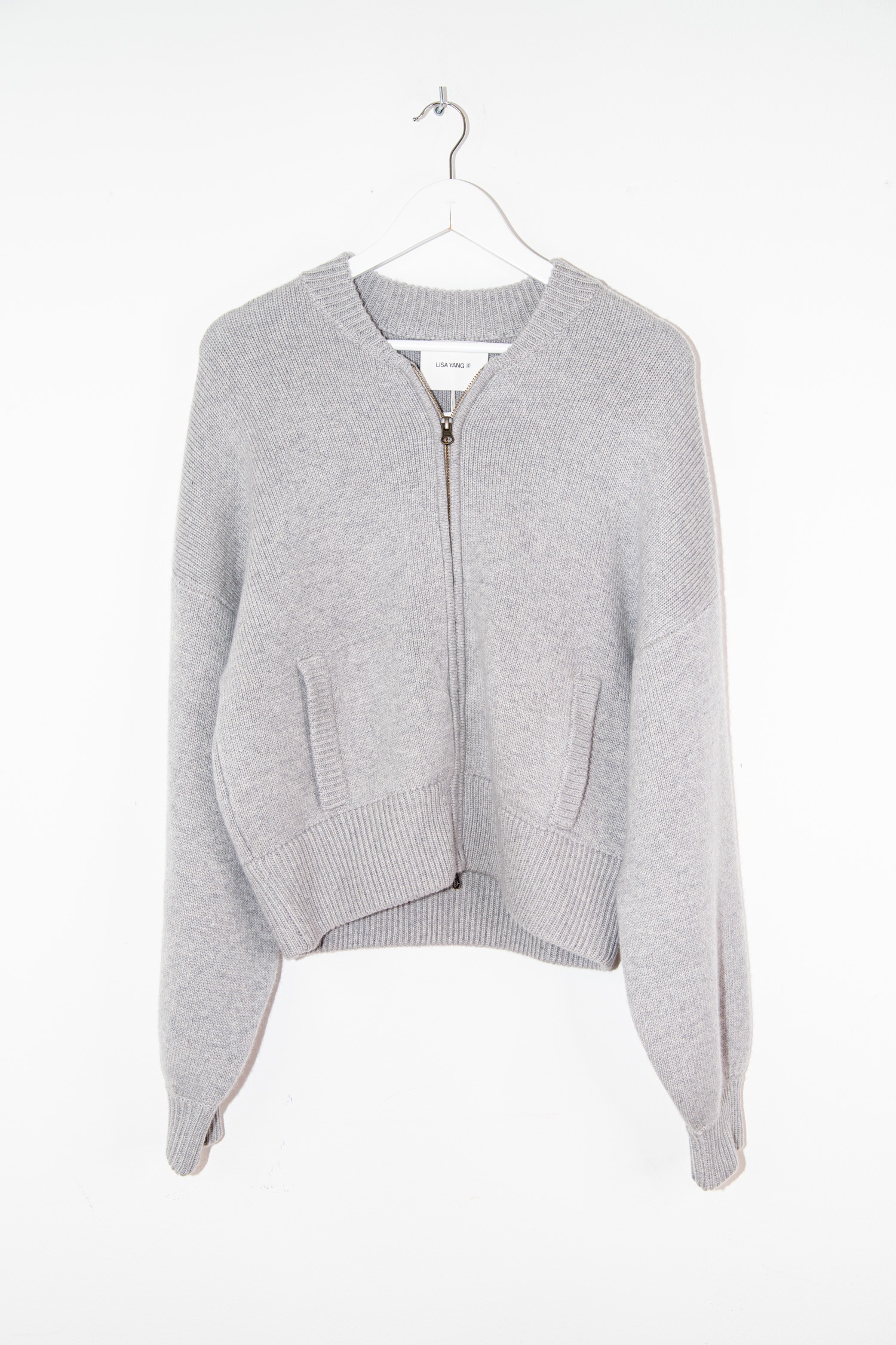 Lisa Yang Strickjacke Bomber mit Reißverschluss in Grau