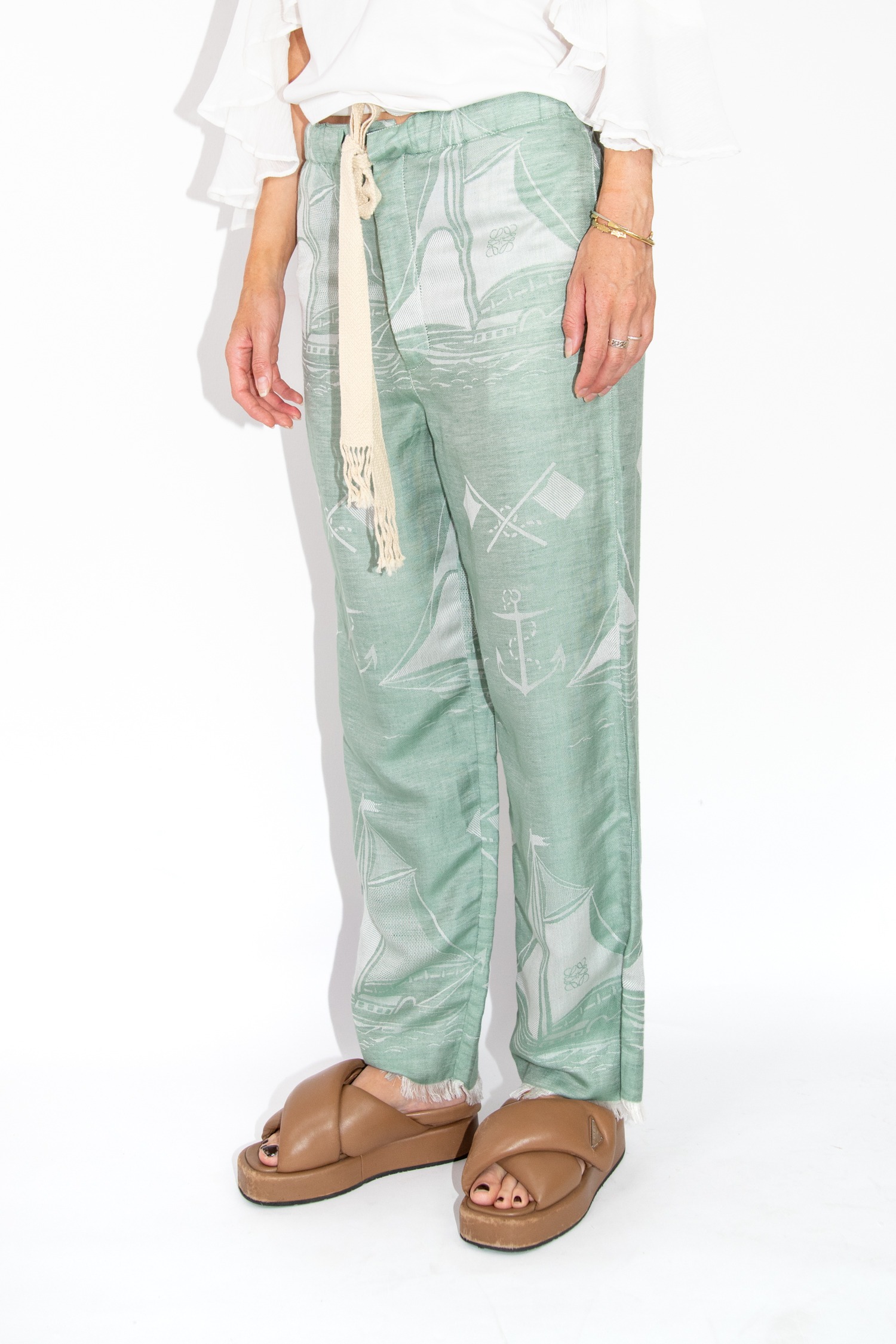 Loewe Hose mit Maritimen Muster in Mint und Beige