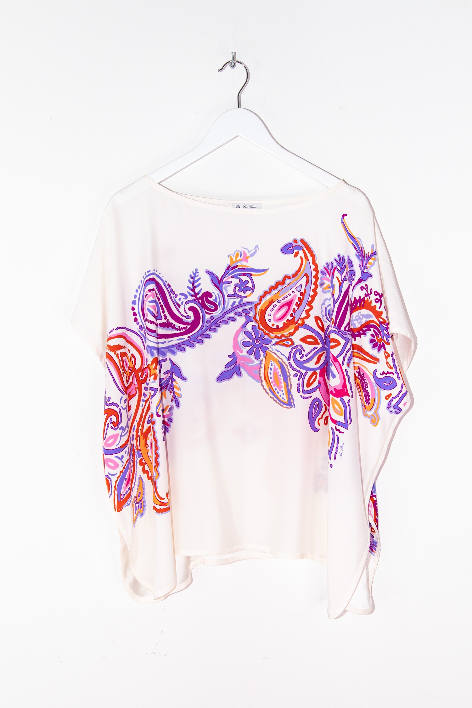 Loro Piano Seidenbluse mit Paisleymuster in Weiß