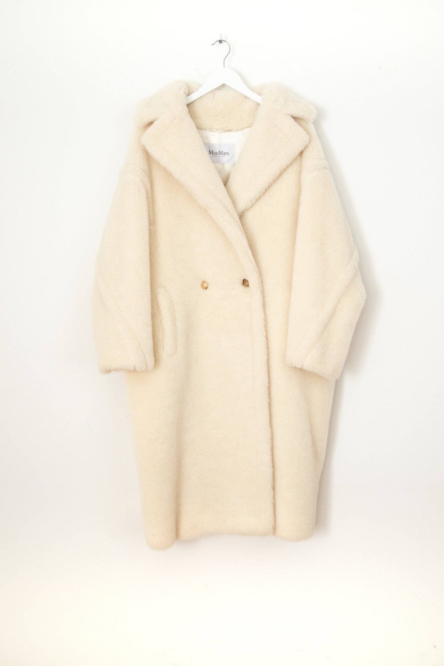 Max Mara "Teddy Bear Icon Coat" aus Alpakawolle in Ecru
