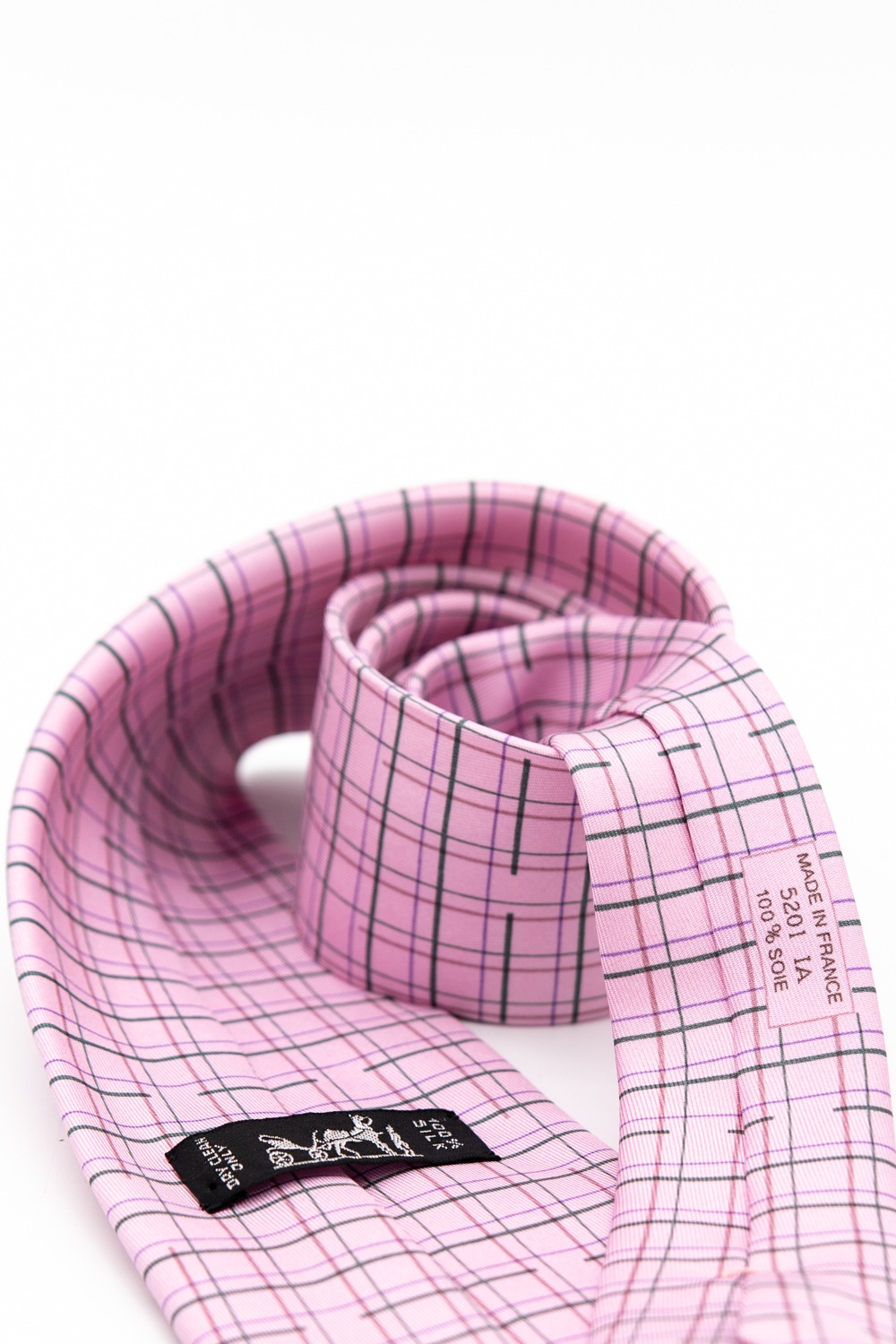 Hermès Krawatte Kariert in Rosa und Grün