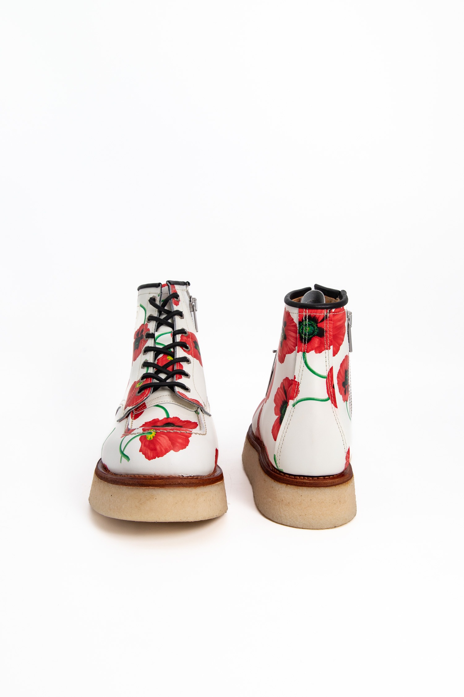 Kenzo Chunky Boots mit Blumen in Weiß und Rot