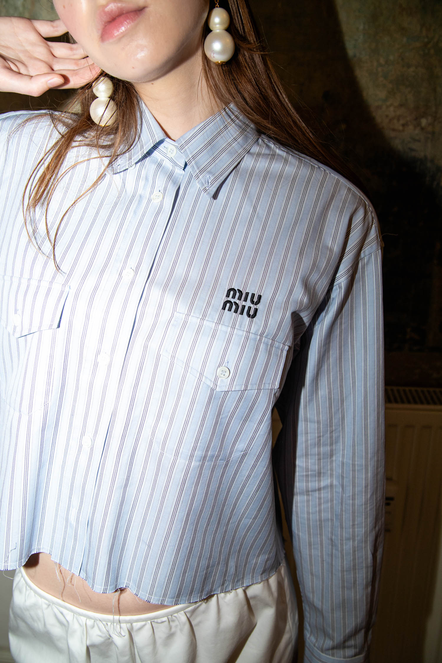 Miu Miu Hemd mit Streifen in Hellblau