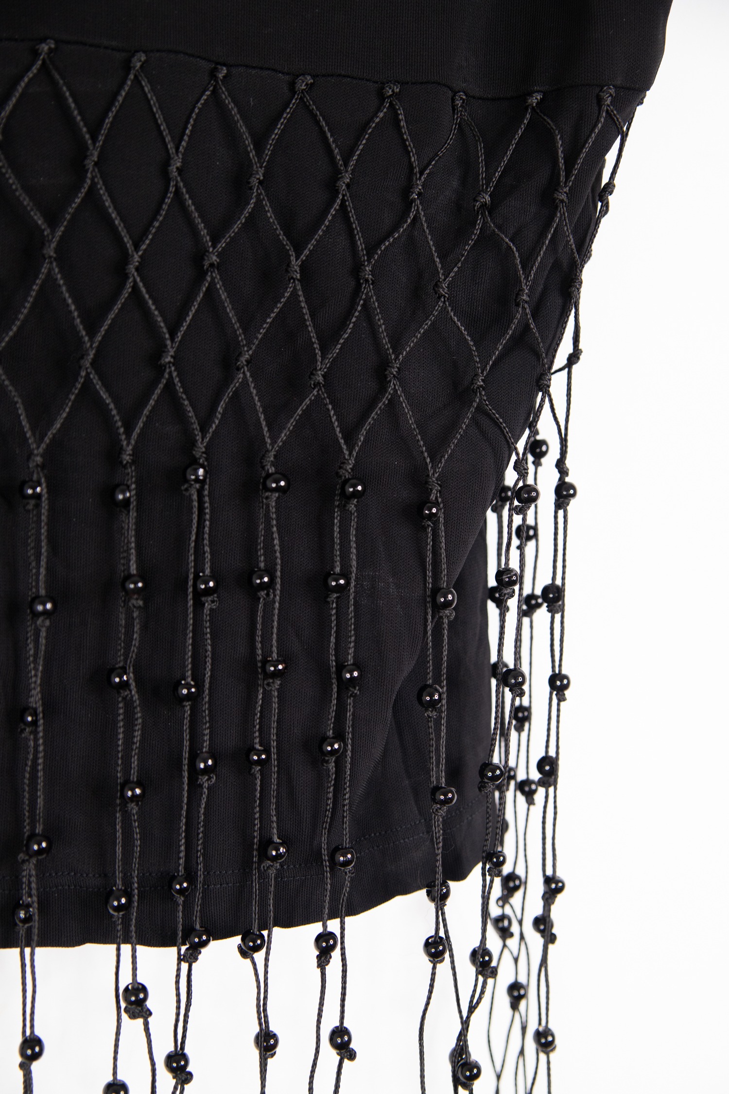 Vintage Mugler Top mit Perlenfransen in Schwarz