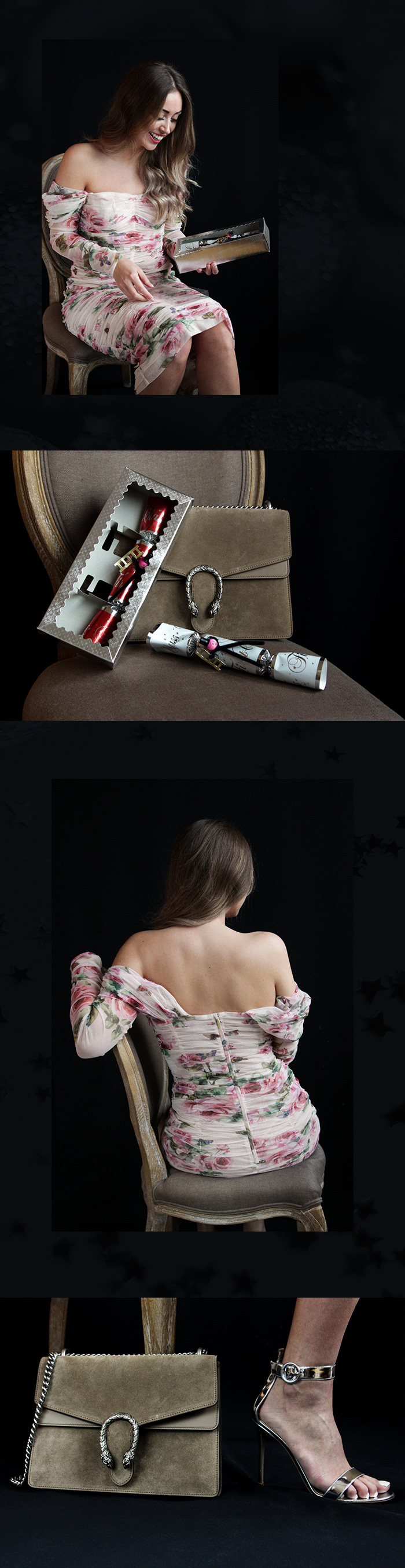 Romantisches Kleid mit Rosenprint von Dolce & Gabbana, Chiffon