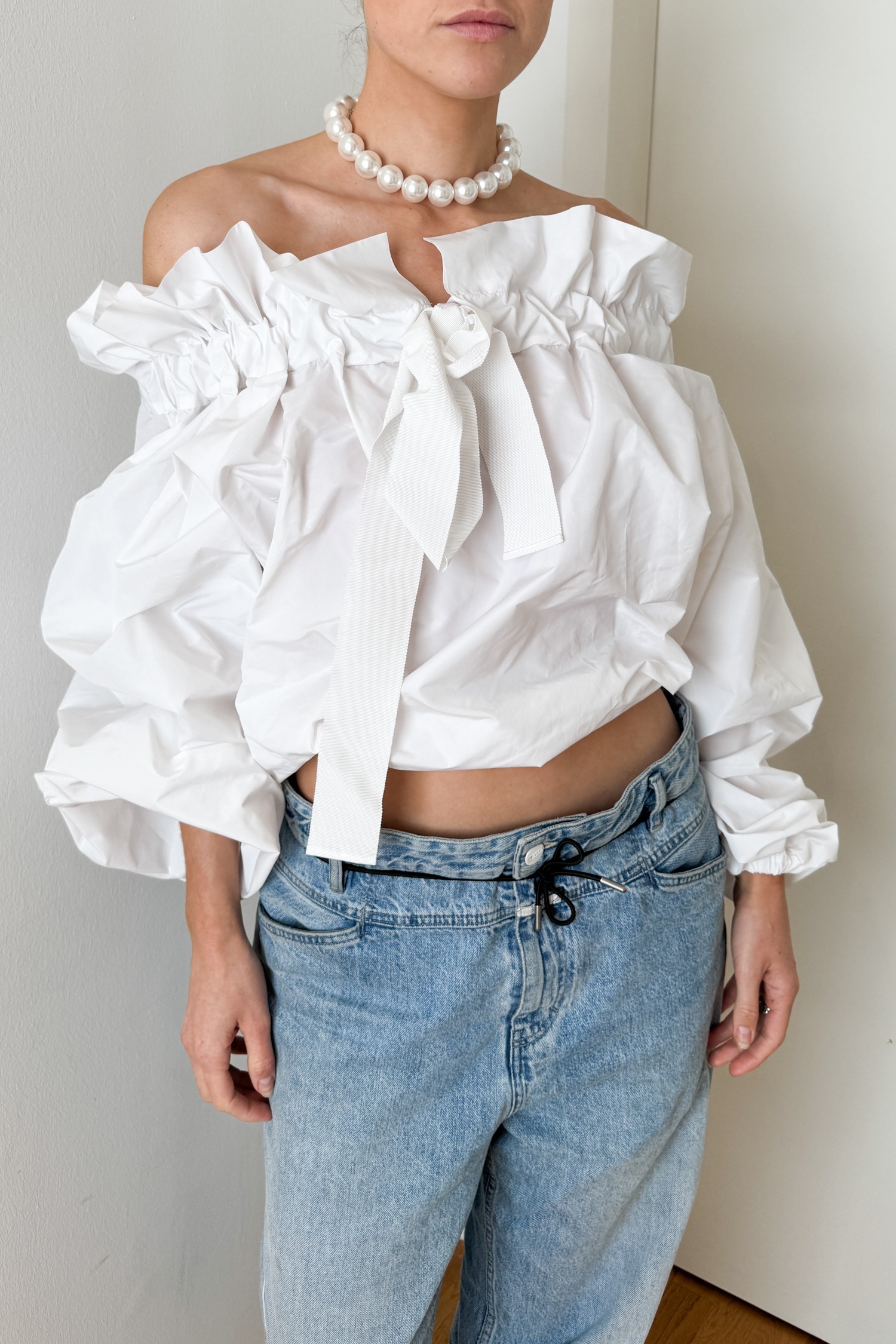 Patou "Iconic Volume" Bluse in Weiß