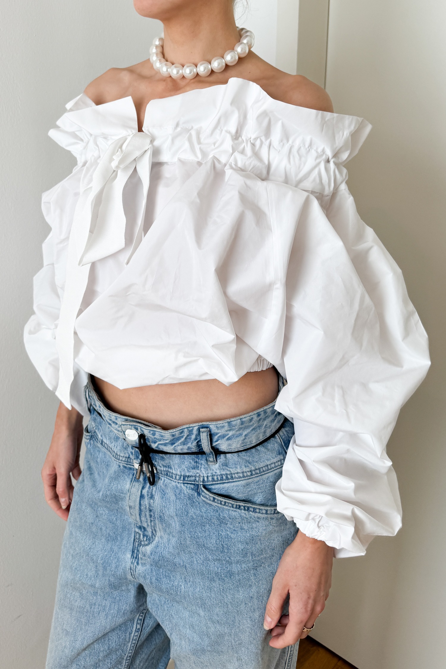 Patou "Iconic Volume" Bluse in Weiß