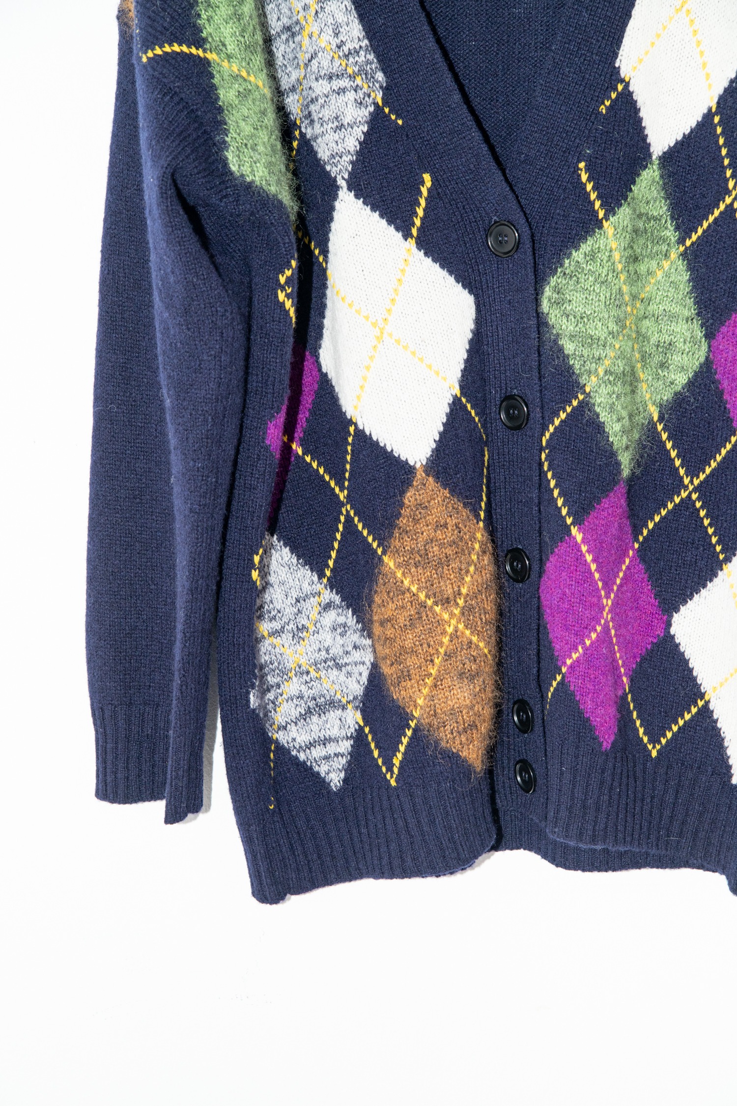 Plan C Strickjacke mit Argyle-Muster in Dunkelblau