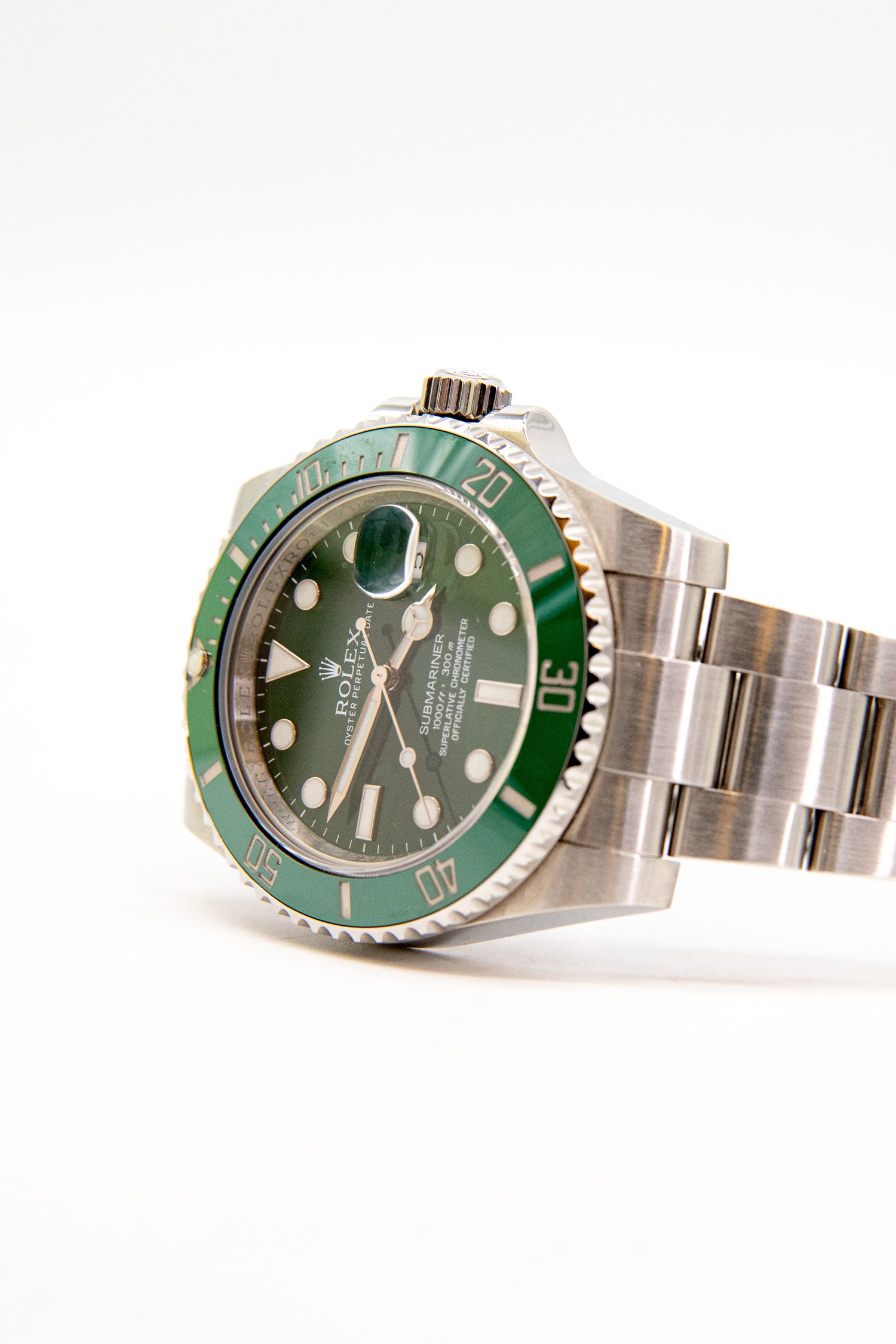 Rolex "Oyster Perpetual Hulk" Uhr in Silber und Grün