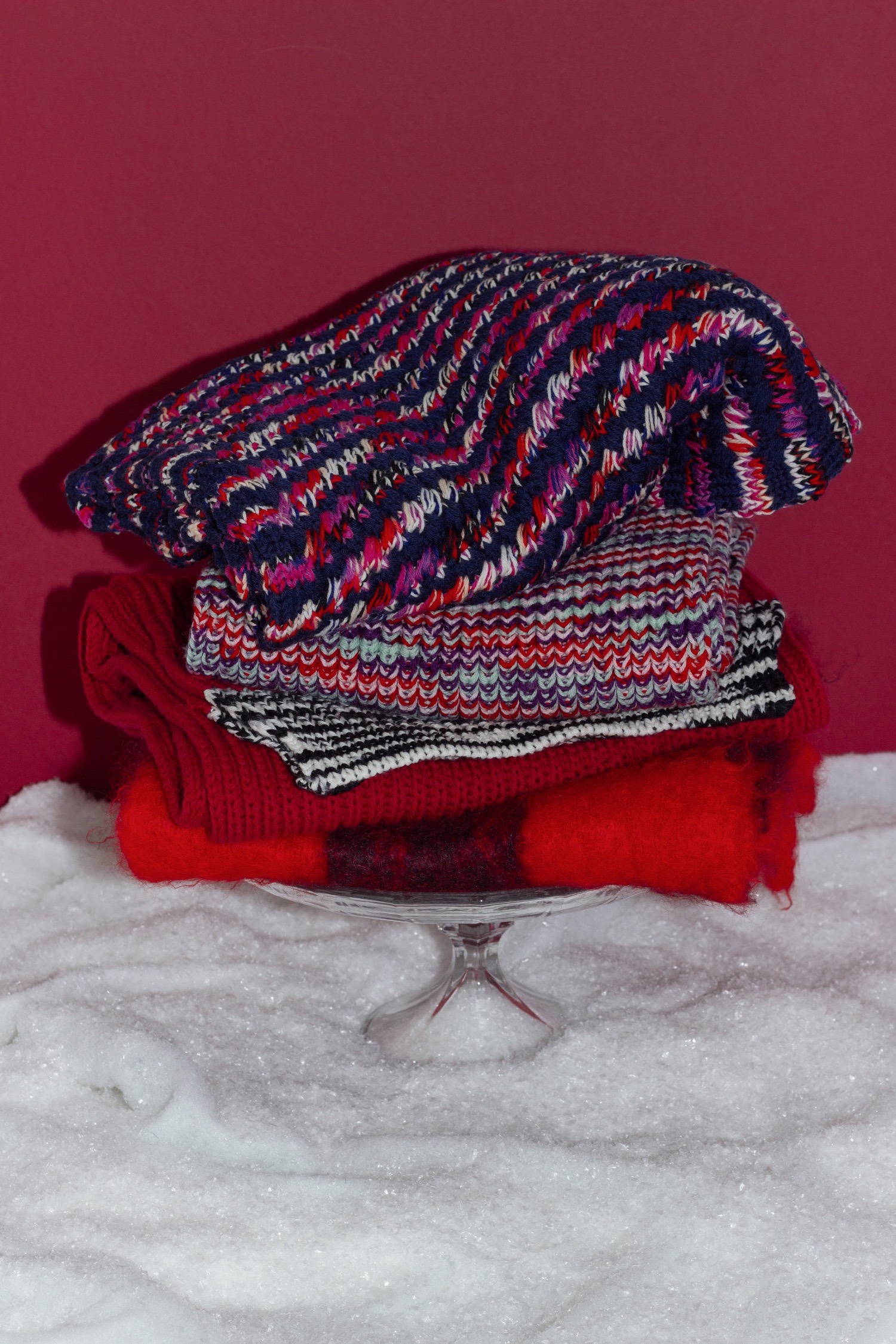 Missoni Strickschal mehrfarbig in Dunkelblau und Rot