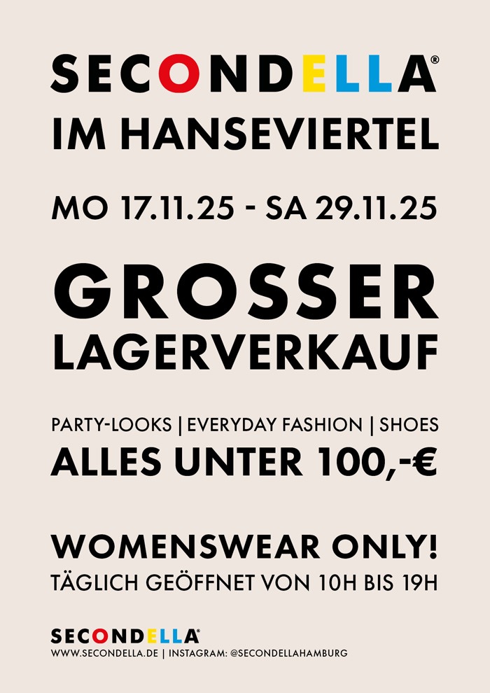 SECONDELLA Lagerverkauf im Hanseviertel Hamburg - Modehighlights zum kleinen Preis. Alles unter 100 €!