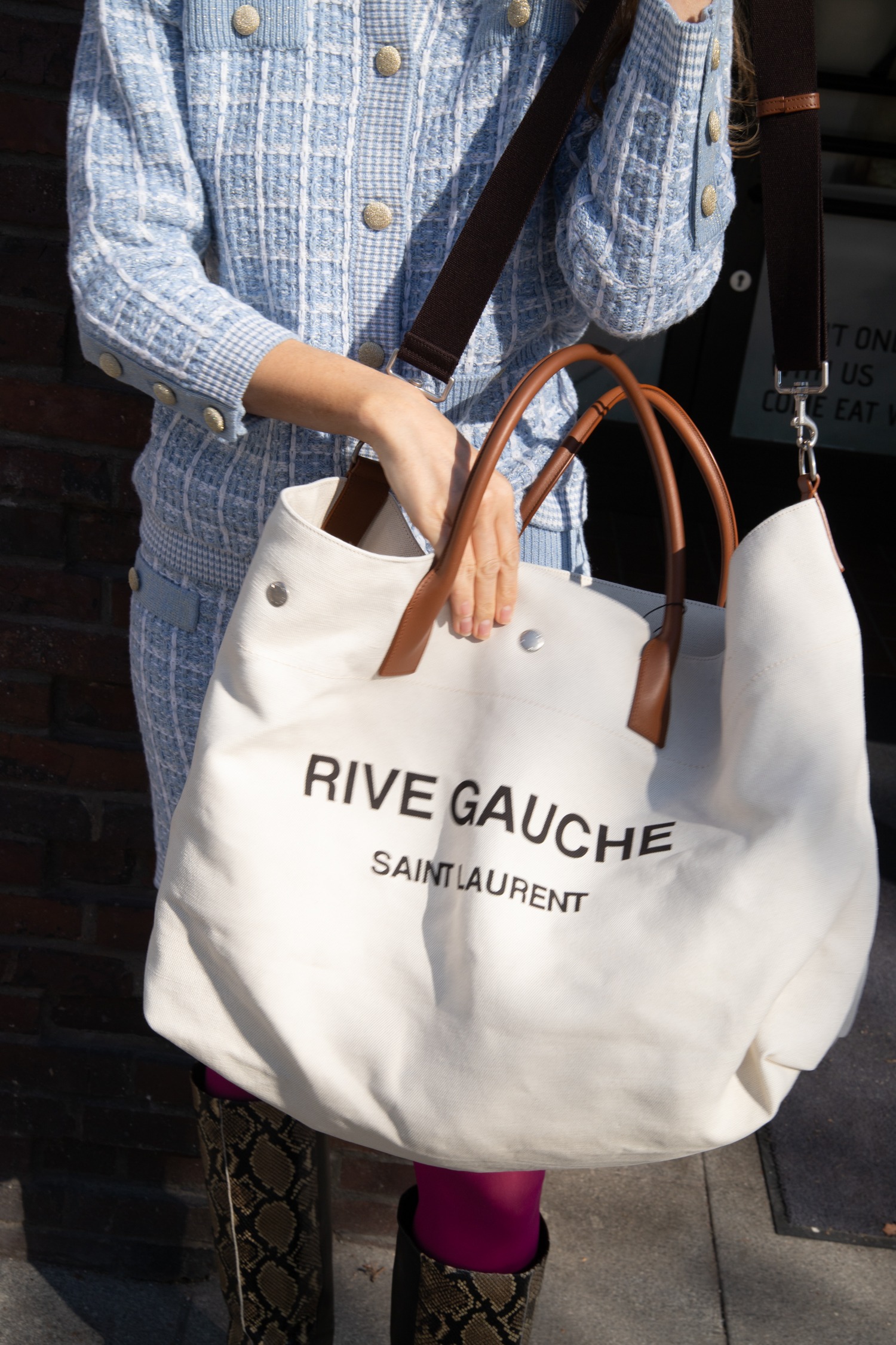 Saint Laurent Rive Gauche Maxi Shopper in Natur und Braun