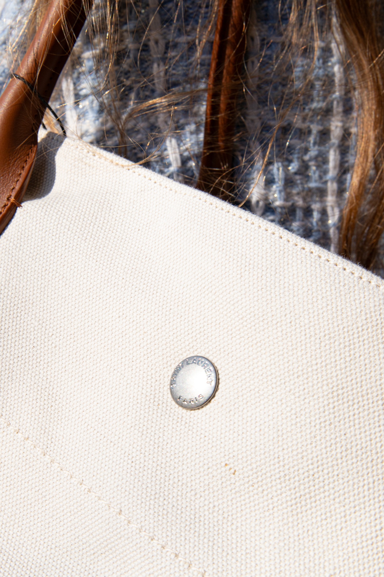 Saint Laurent Rive Gauche Maxi Shopper in Natur und Braun