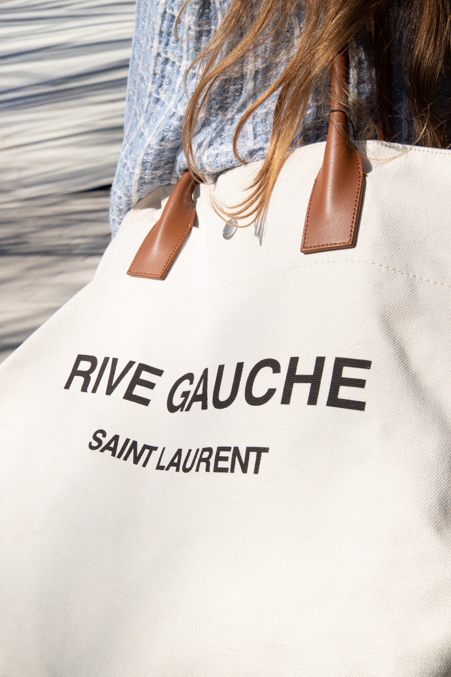 Saint Laurent Rive Gauche Maxi Shopper in Natur und Braun