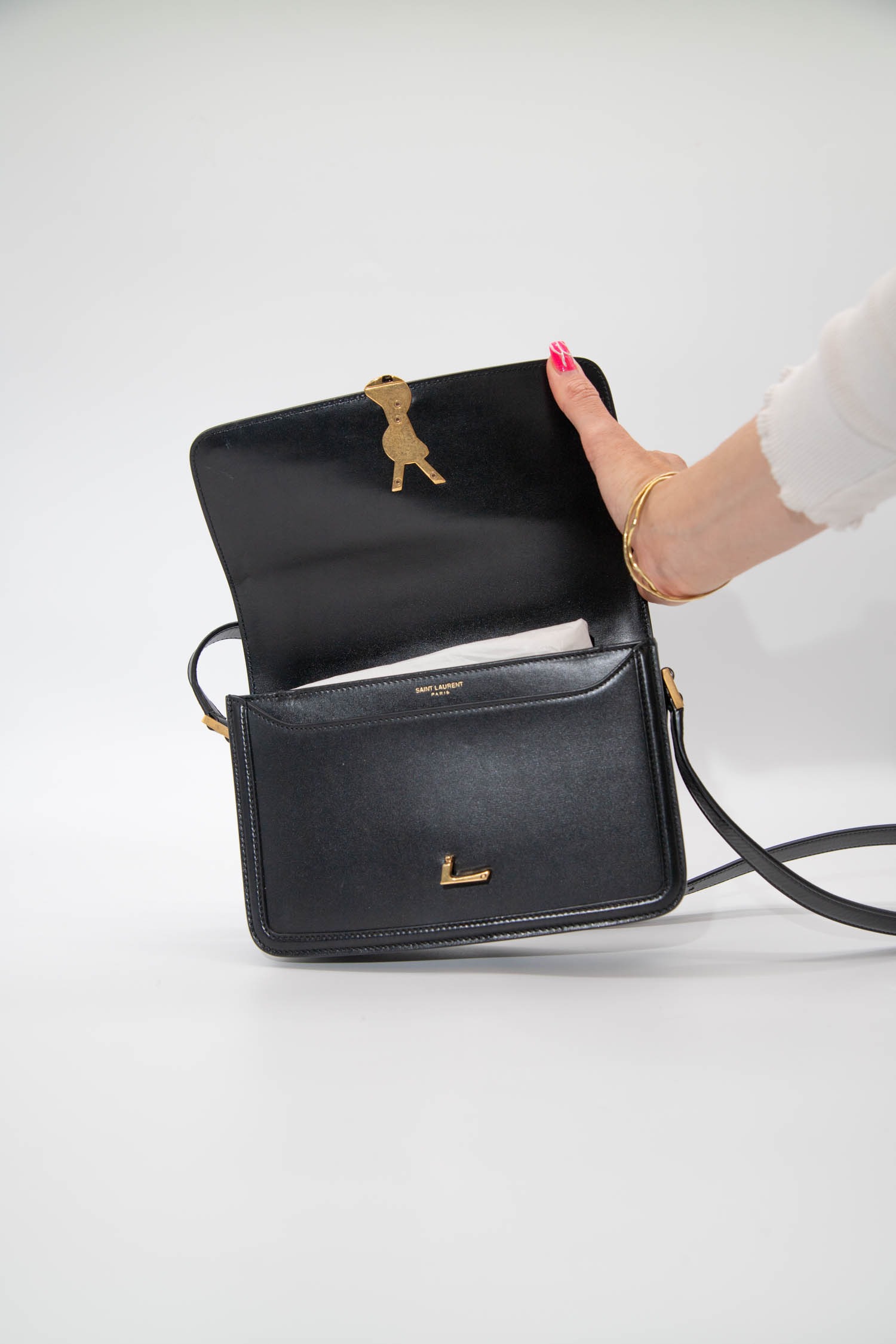Saint Laurent "Solferino Medium" Umhängetasche in Schwarz