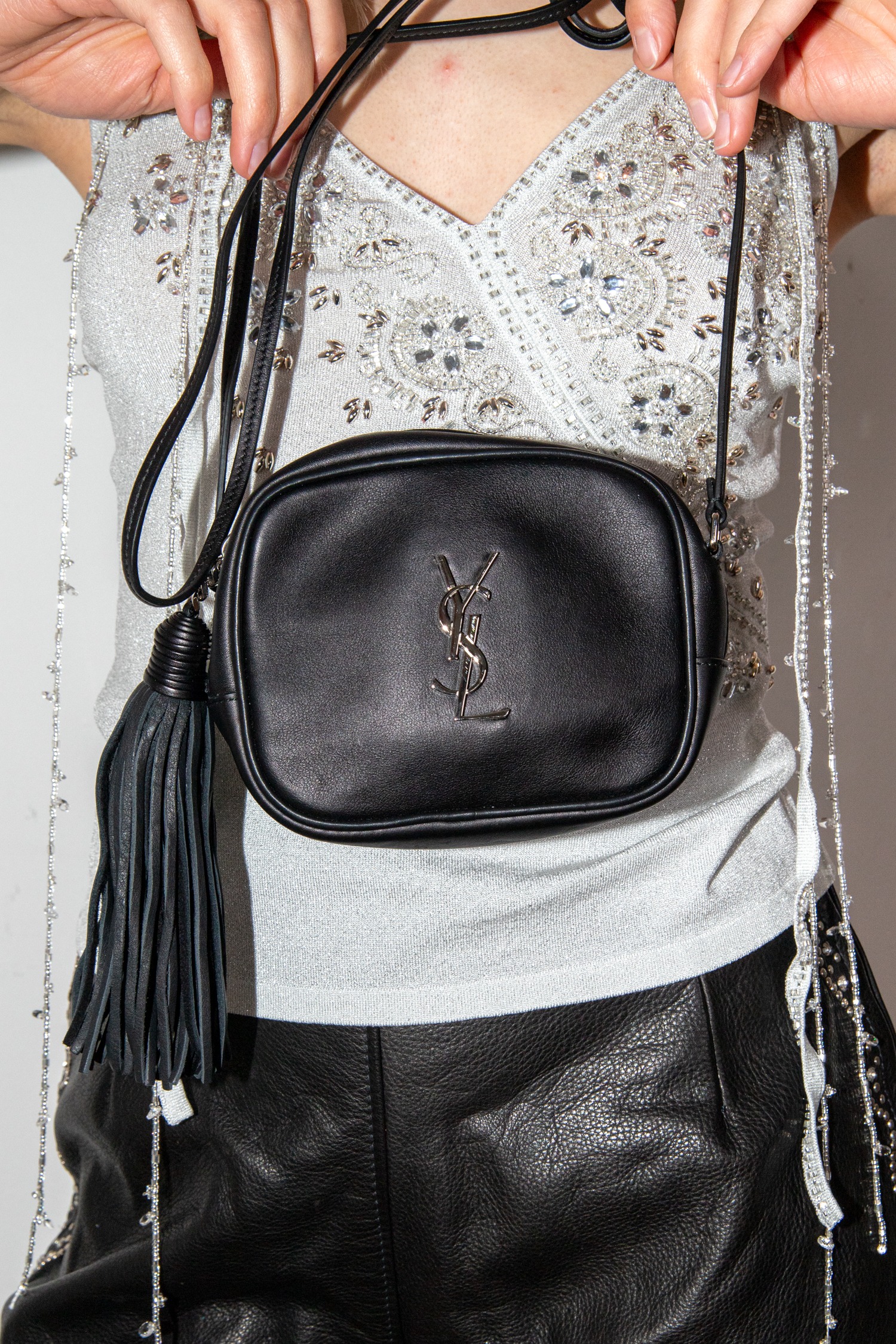 Saint Laurent "Blogger" Umhängetasche in Schwarz und Silber