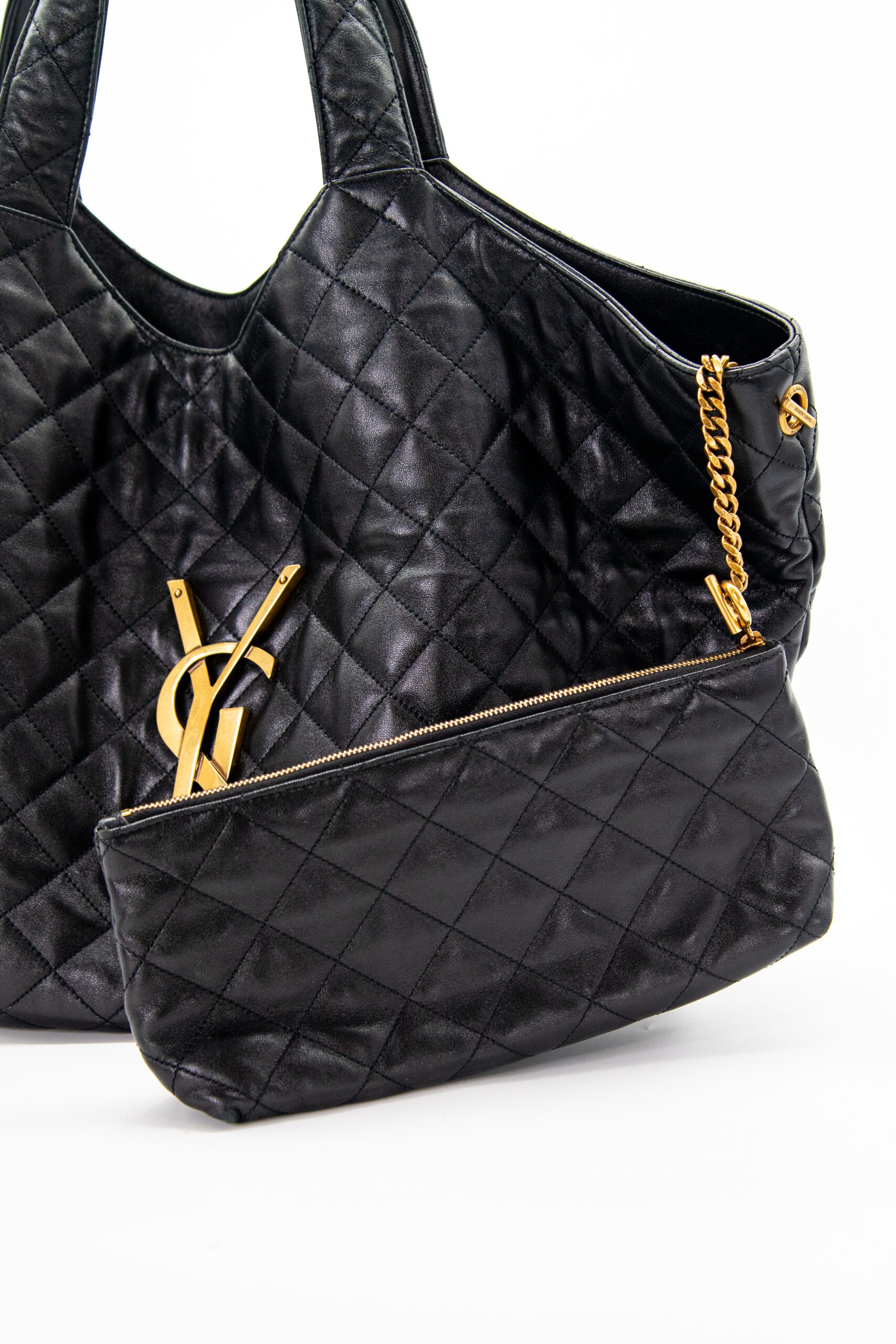 Saint Laurent "Icare" Maxi Shopper in Schwarz und Gold