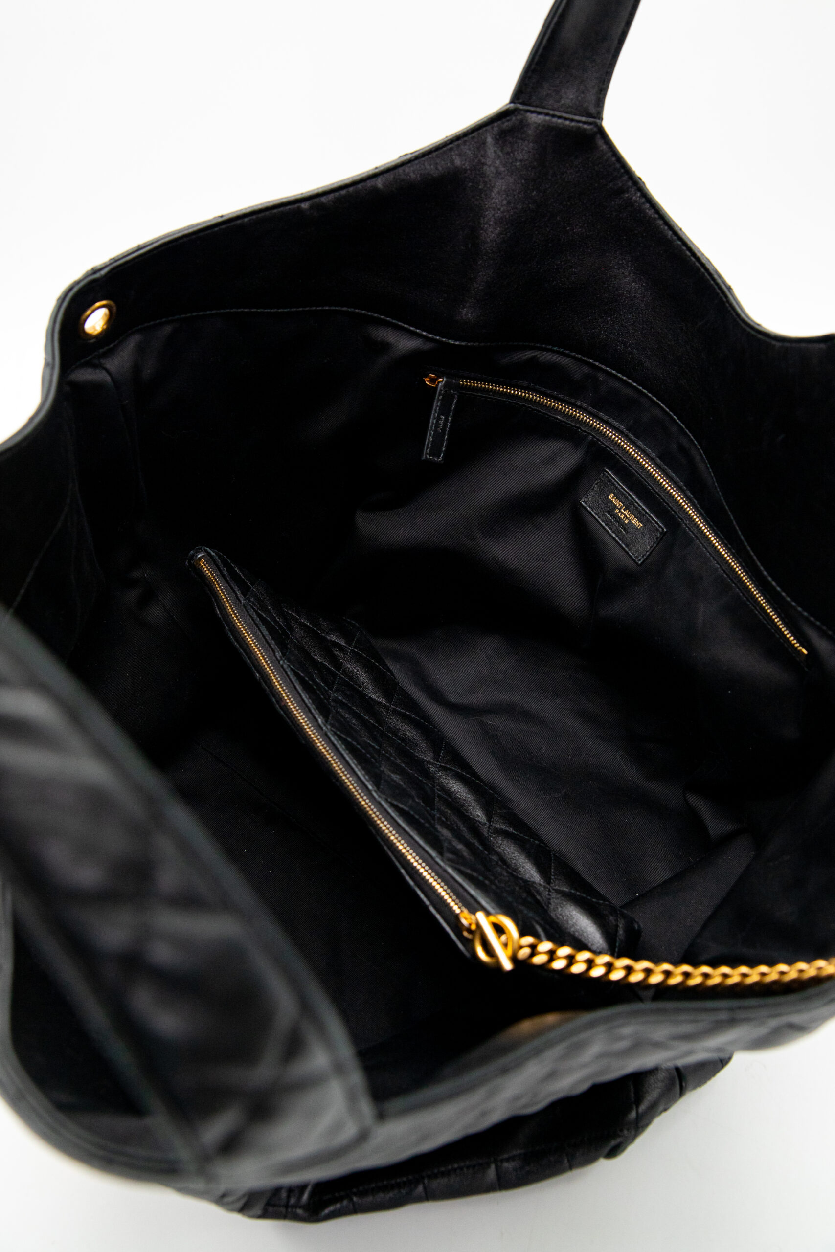 Saint Laurent "Icare" Maxi Shopper in Schwarz und Gold