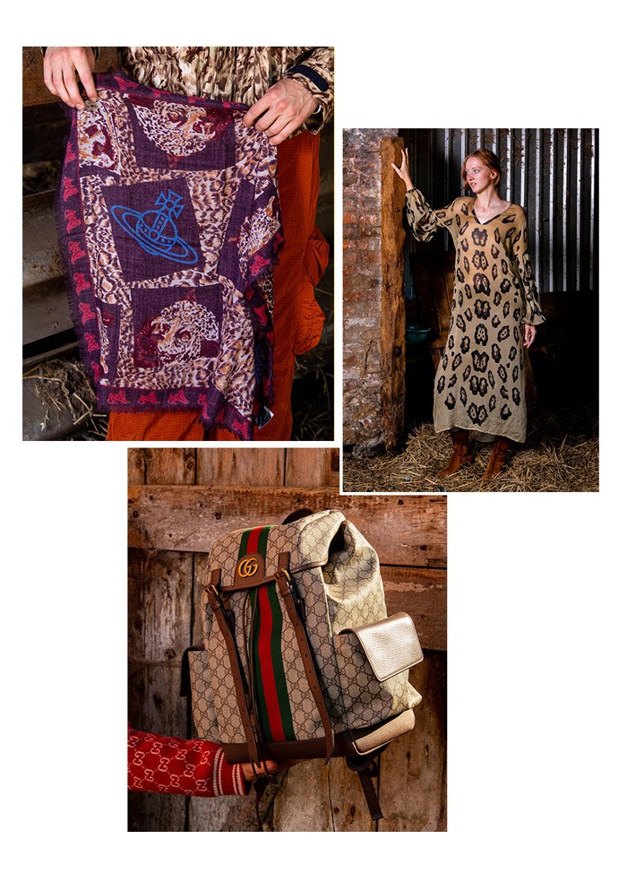 Ausgewählte Herbstmode für Damen mit Designertaschen und Accessoires.