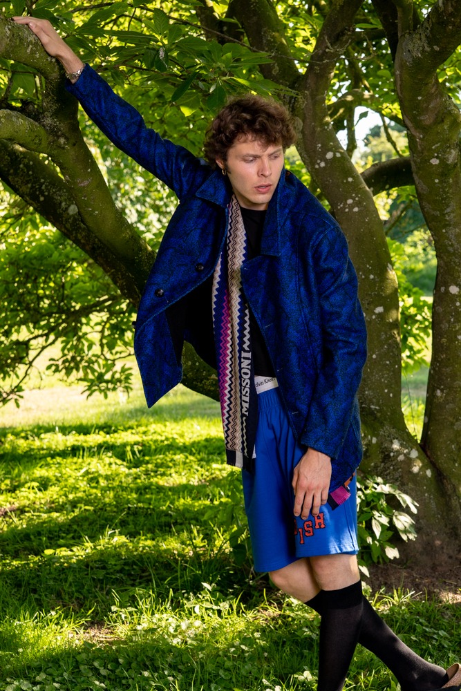 Matricola 50 Jacke mit Muster in Blau und Schwarz