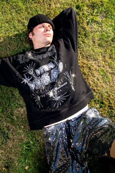 Dsquared2 "Viva Vegas" Sweatshirt in Schwarz mit Strasssteinen