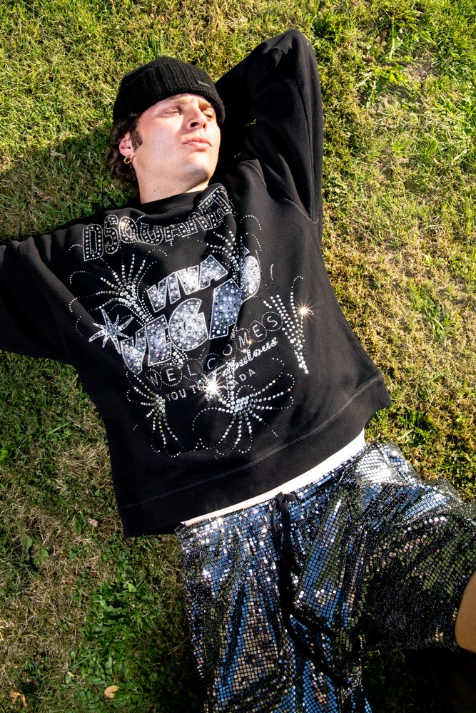 Dsquared2 "Viva Vegas" Sweatshirt in Schwarz mit Strasssteinen