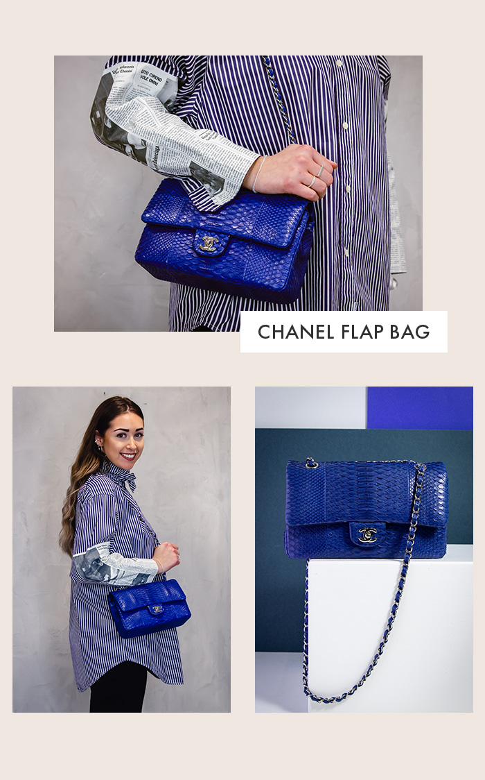 Chanel Classic Handbag 11.12 aus kobaltblauen Python-Leder