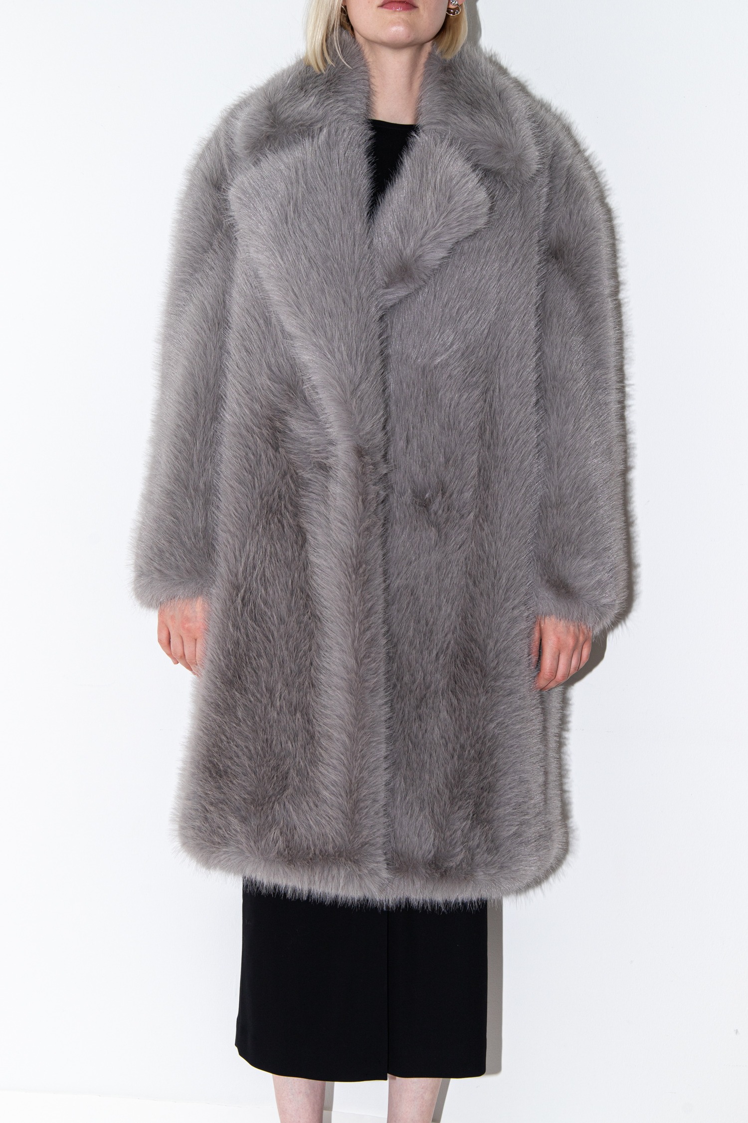 Sportmax "Manico" langer Fellmantel in Grau