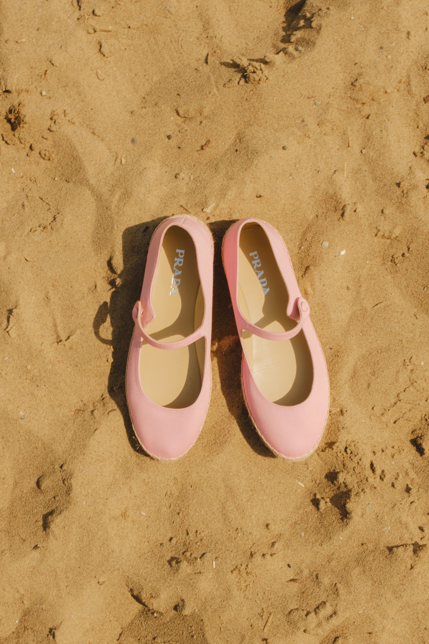 Prada Mary-Jane Espadrilles in Rosa und Natur
