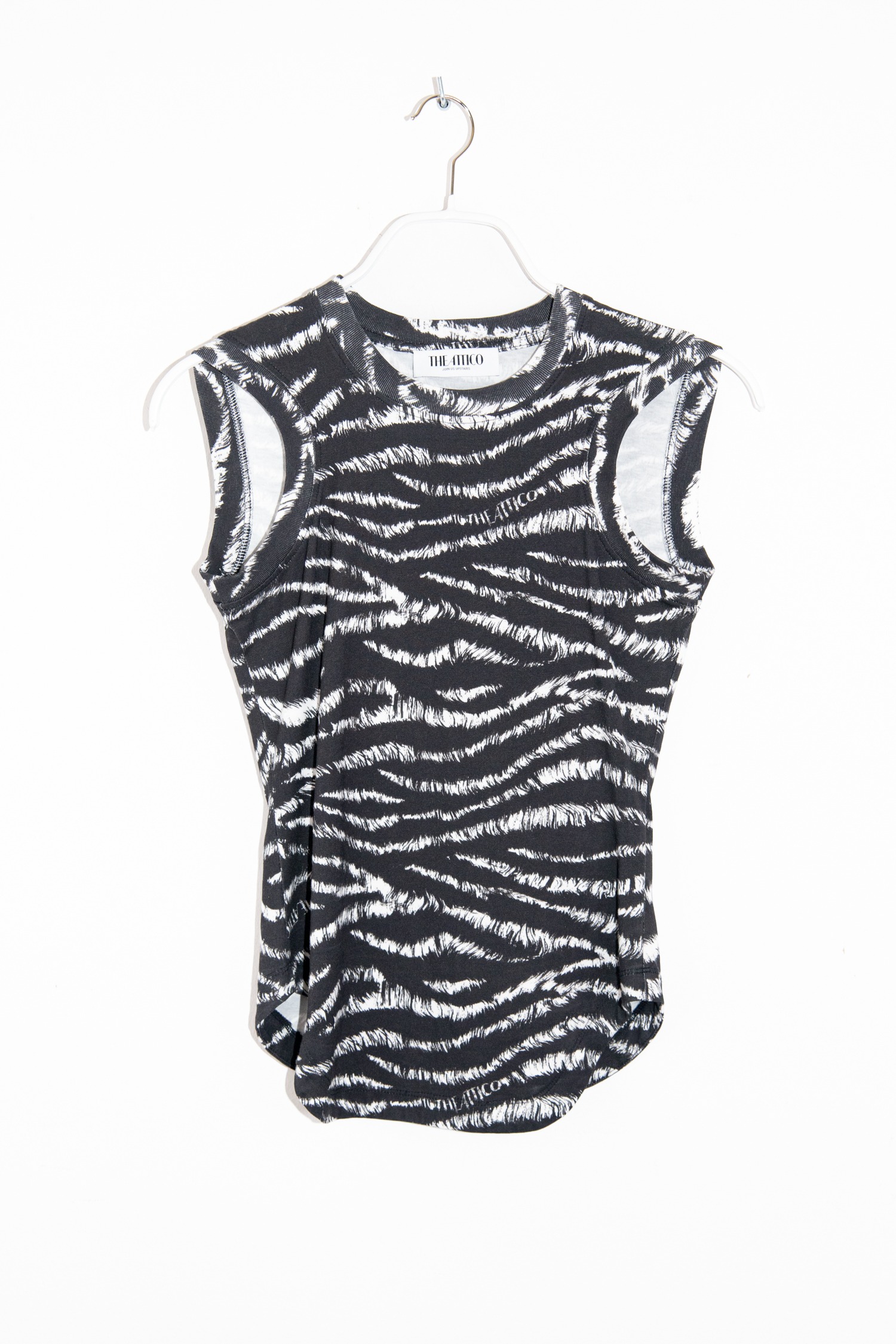 The Attico "Reese" Top mit Zebramuster in Schwarz und Weiß