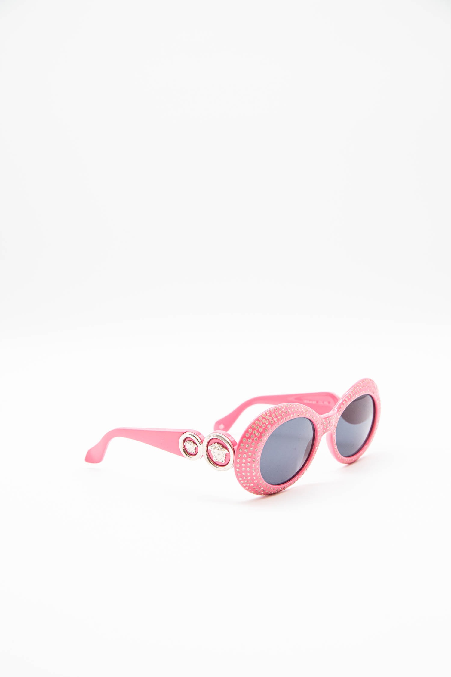Versace ovale Sonnenbrille mit Strass in Pink