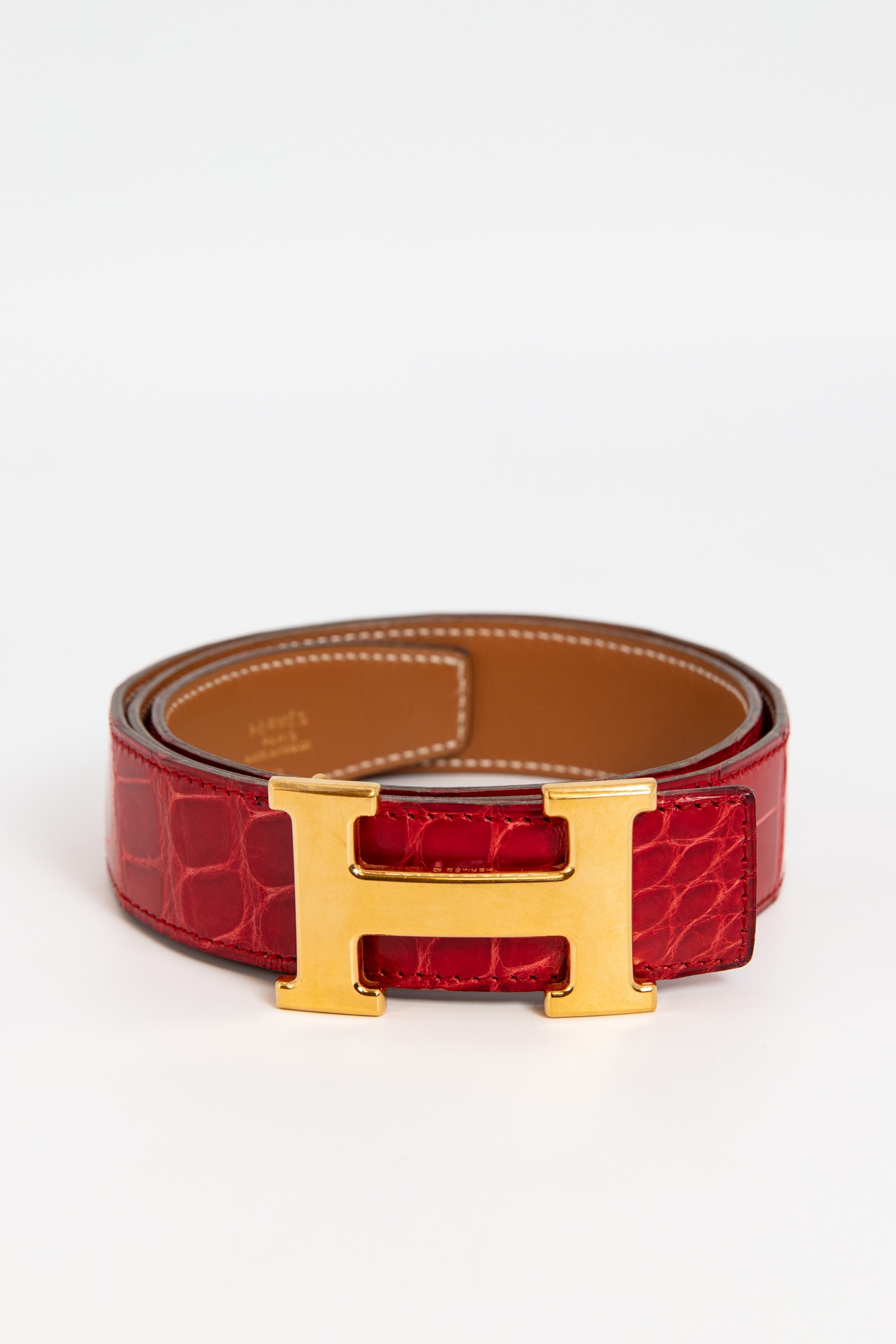 Hermès Gürtel aus Krokodilleder in Rot