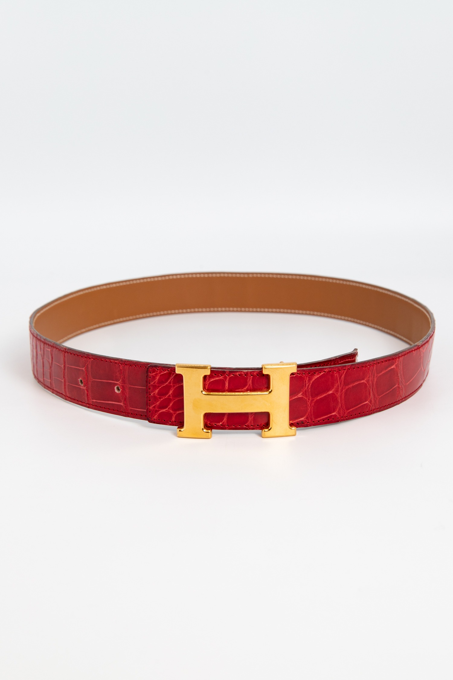 Hermès Gürtel aus Krokodilleder in Rot